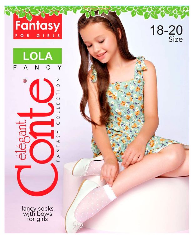 Носки для девочек Conte Elegant Lola нарядные Bianco белые, р. 18-20