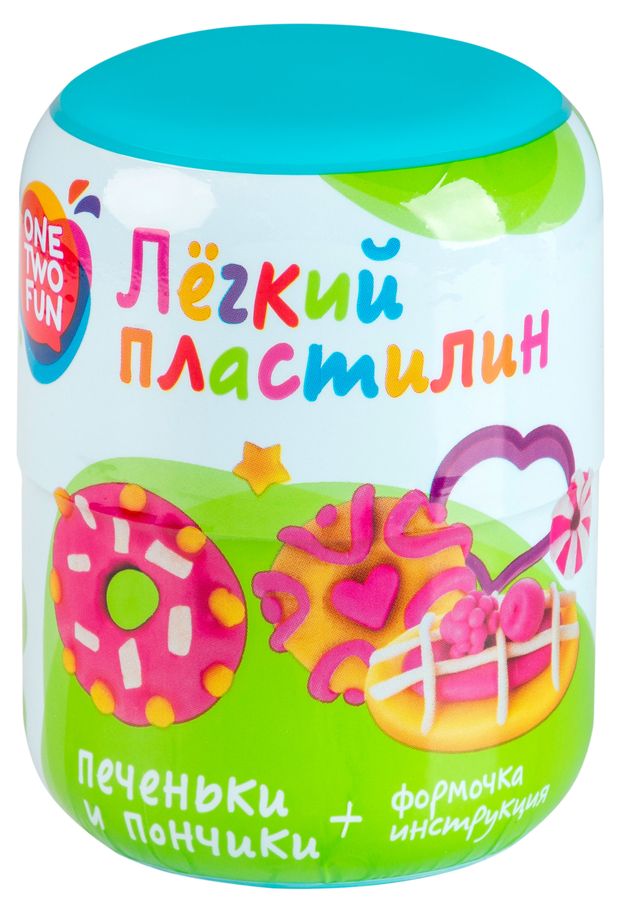 Набор для лепки ONE TWO FUN Пластилин легкий Печеньки + пончики, 30 г