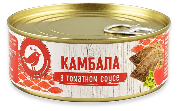 Камбала обжаренная АШАН Красная птица в томатном соусе, 240 г