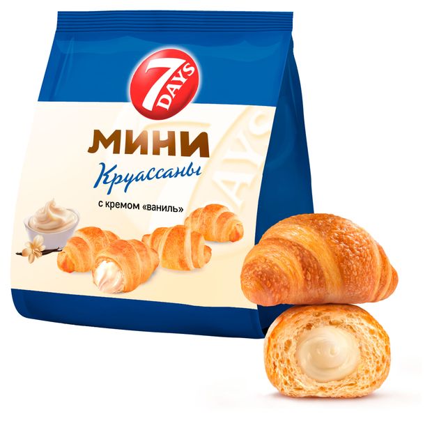 Мини-круассаны 7Days c кремом со вкусом ваниль, 265 г