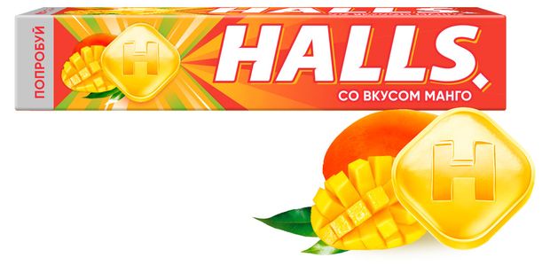 Карамель леденцовая Halls со вкусом манго, 25 г
