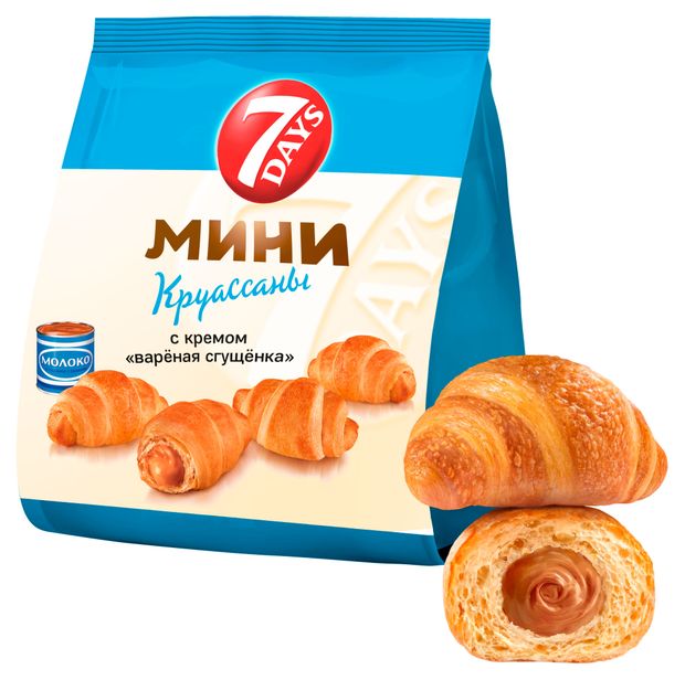 Мини-круассаны 7Days с кремом со вкусом вареная сгущенка, 265 г