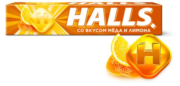 Карамель леденцовая Halls со вкусом меда и лимона, 25 г
