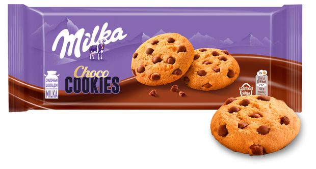Печенье сдобное Milka с кусочками молочного шоколада, 126 г