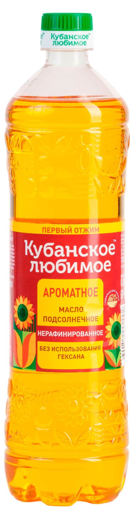 Масло подсолнечное Кубанское любимое нерафинированное, 0,8 л