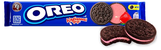 Печенье OREO с какао и начинкой с клубничным вкусом, 95 г