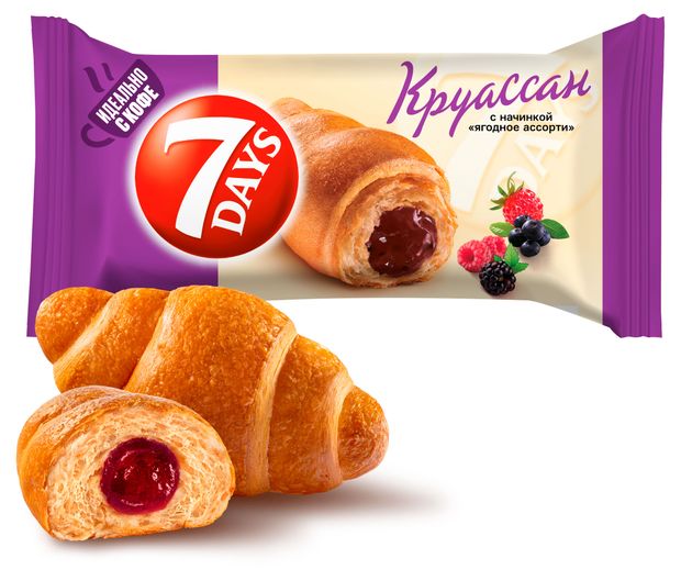 Круассан 7Days с начинкой ягодное ассорти, 65 г