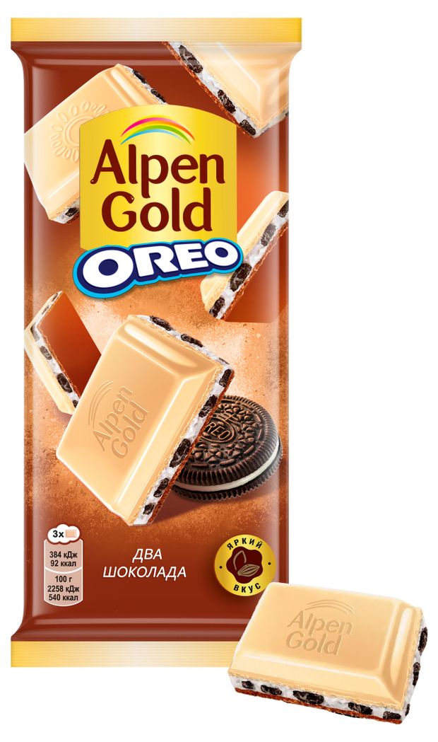 Шоколад молочный с белым Alpen Gold Oreo Два Шоколада, 85 г