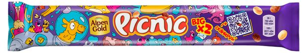 фото Шоколадный батончик picnic big c арахисом изюмом мягкой карамелью, 76 г