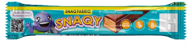 Батончик вафельный Snaq Fabriq глазированный со вкусом сливочного крема без сахара, 23 г