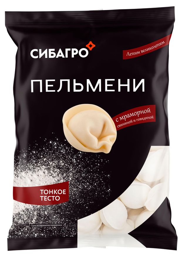 Пельмени СИБАГРО с мраморной свининой и говядиной, 800 г