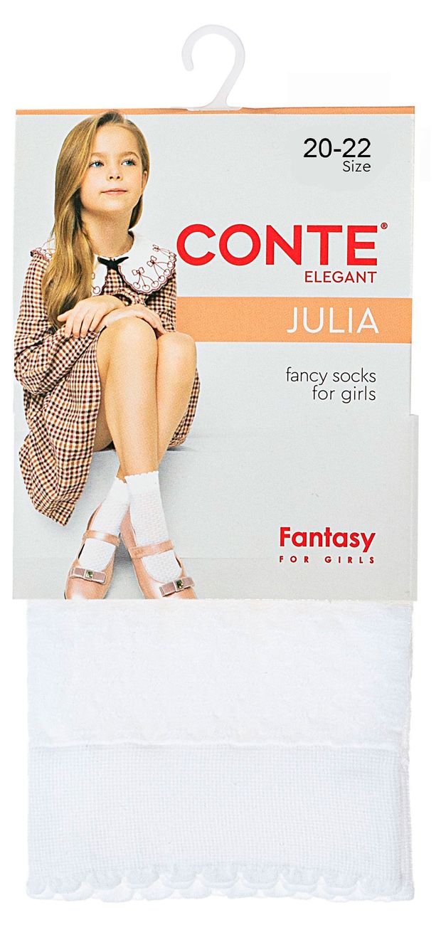 Носки для девочек Conte Elegant Julia нарядные Bianco белые, р. р.20-22