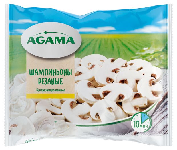 Грибы шампиньоны Agama резаные замороженные, 400 г