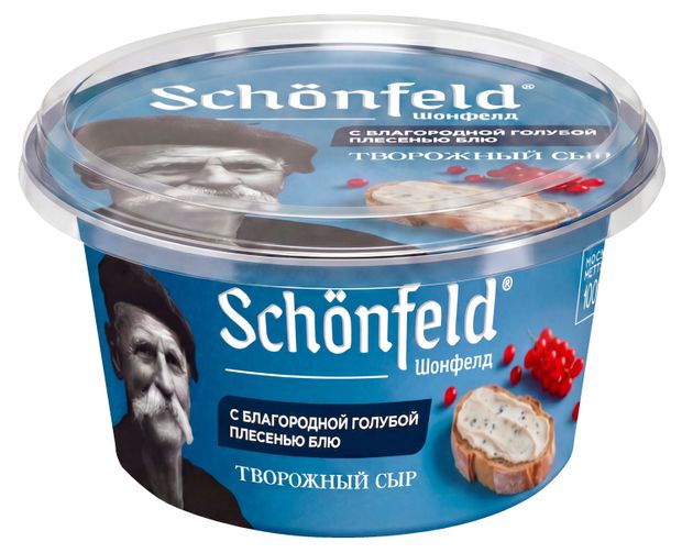 Сыр творожный Schonfeld с голубой плесенью блю БЗМЖ, 100 г