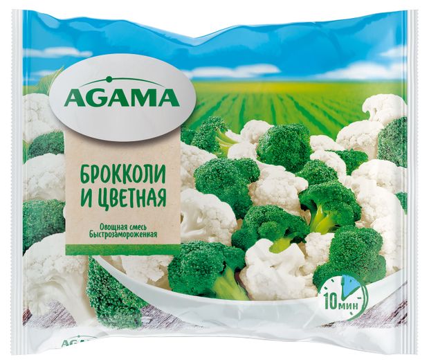 Овощная смесь Agama брокколи и цветная капуста замороженная, 400 г