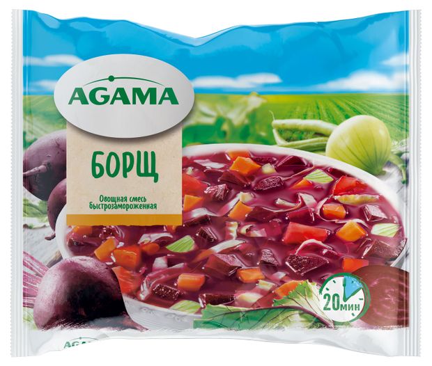 Смесь овощная суповая Agama Борщ замороженная, 400 г