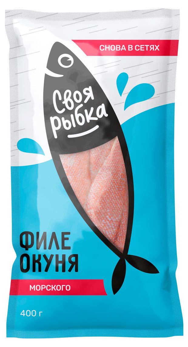 Окунь красный замороженный Своя рыбка филе-кусок с кожей, 400 г
