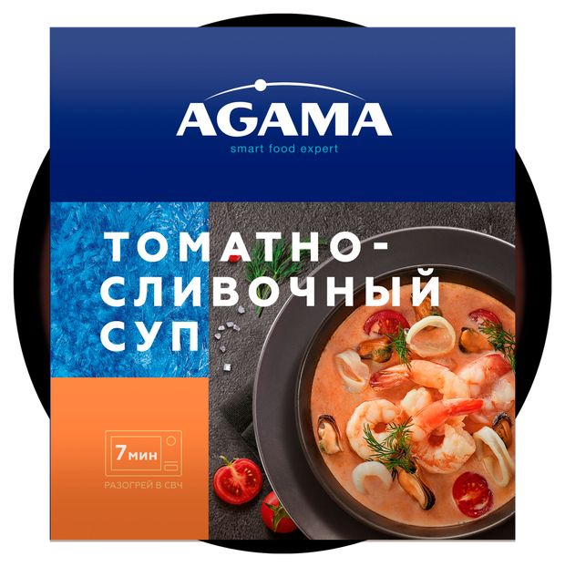 Готовое блюдо Agama Суп томатно-сливочный с морепродуктами замороженный, 250 г