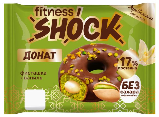 Донат FitnesSHOCK Протеиновый с фисташкой и ванилью без добавленного сахара, 70 г