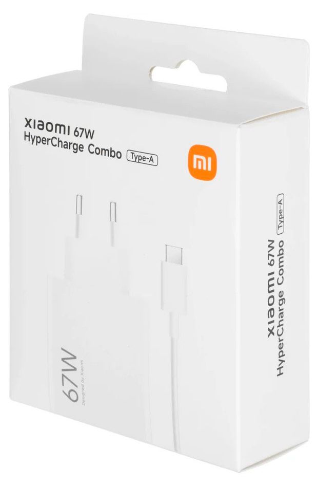 фото Сетевое зарядное устройство xiaomi 67 вт type-а с кабелем белое, 1 м