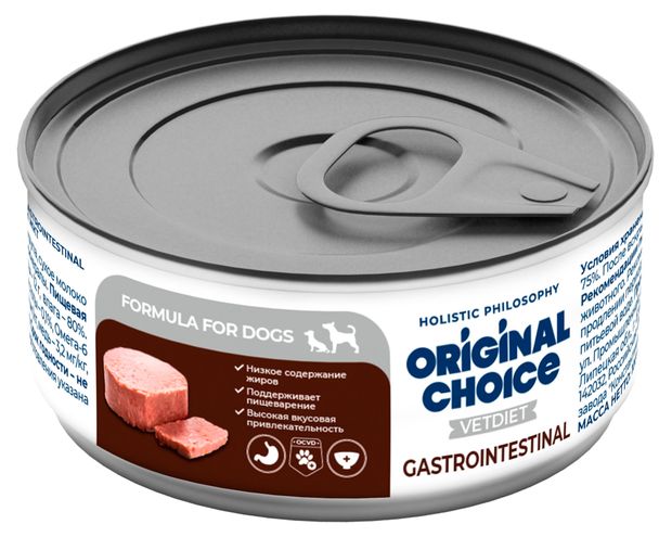 Корм влажный для собак Original Choice Vetdiet Gastrointestinal профилактика болезней ЖКТ с индейкой в желе, 100 г