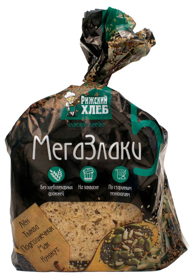 Хлеб пшеничный Рижский хлеб МегаЗлаки Тостовый бездрожжевой нарезка, 440 г