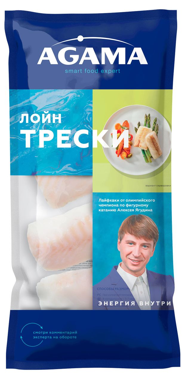 Треска замороженная Agama филе спинки Лойн, 400 г