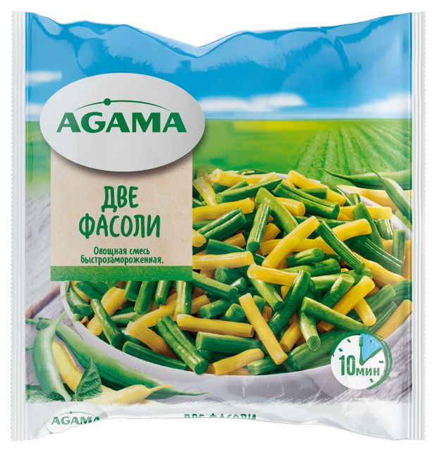 Овощная смесь Agama Две фасоли зеленая и желтая стручковая фасоль замороженная, 400 г