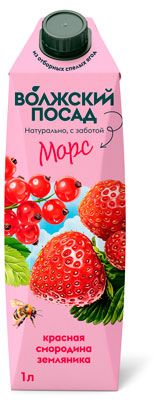 Морс Волжский Посад красная смородина и земляника, 1 л
