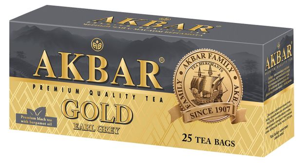 Чай черный AKBAR Earl Gray с бергамотом в пакетиках, 25х2 г