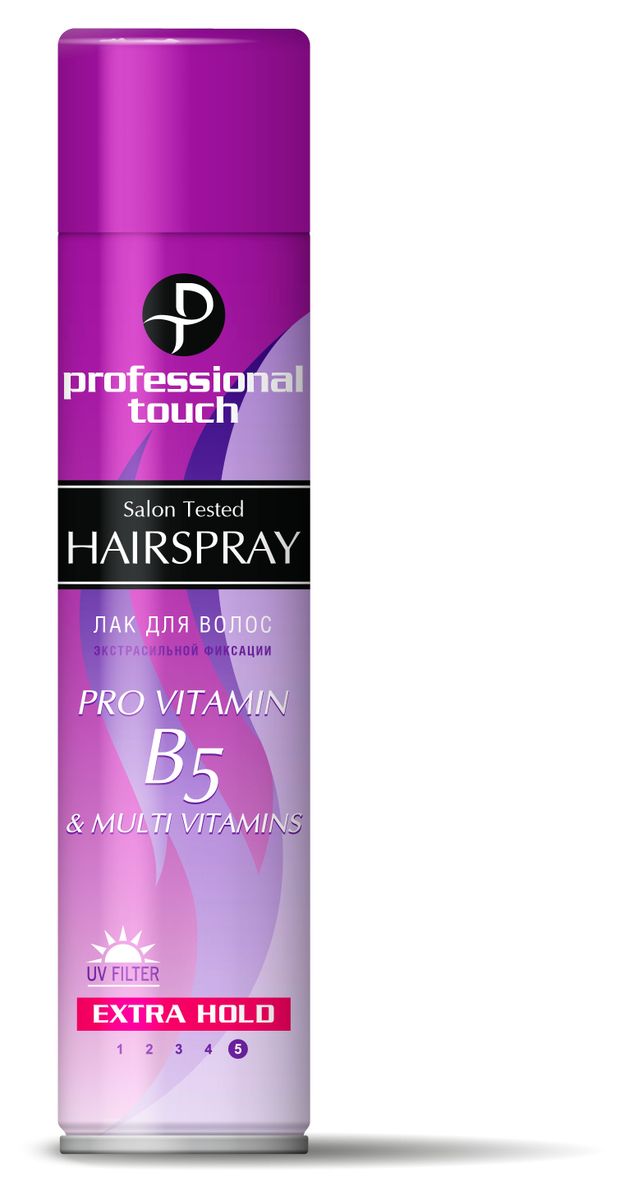 Лак для волос Professional Touch Pro vitamin B5 & Multi Vitamins экстрасильная фиксация, 265 мл