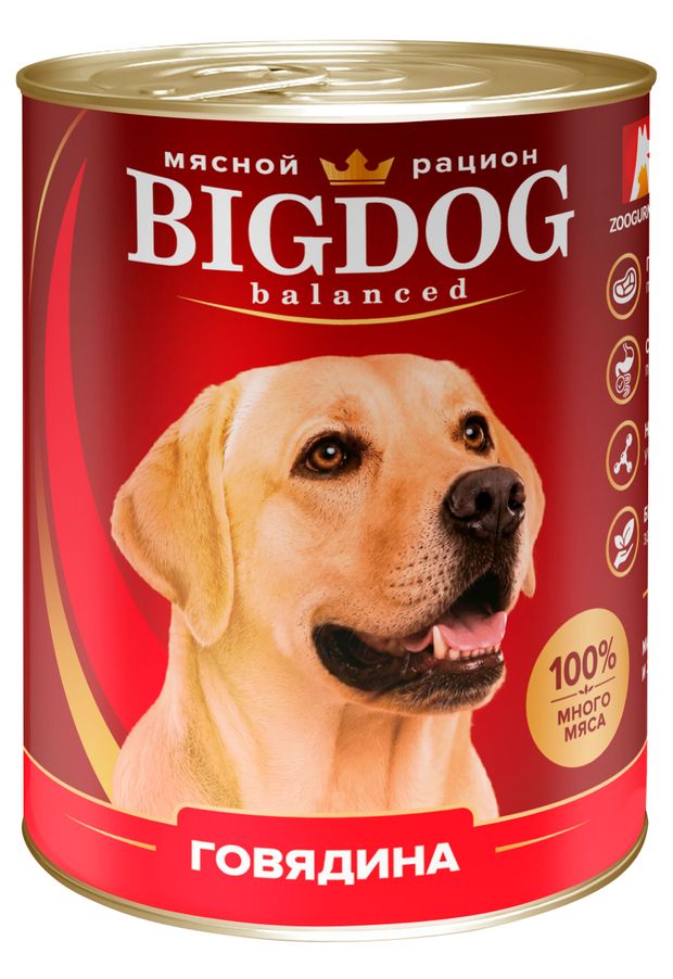 Корм влажный для собак Зоогурман Big Dog говядина, 350 г