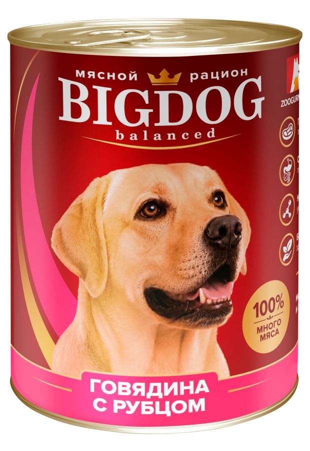 фото Корм влажный для собак зоогурман big dog говядина с рубцом, 350 г