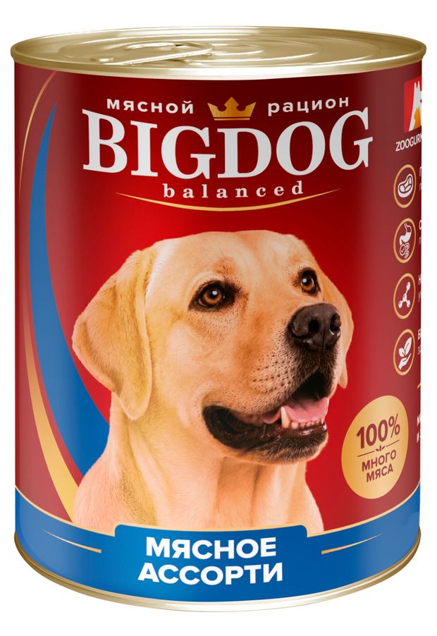 Корм влажный для собак Зоогурман Big Dog мясное ассорти, 350 г