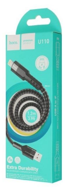 фото Кабель hoco u110 ip usb-8pin черный, 1,2 м