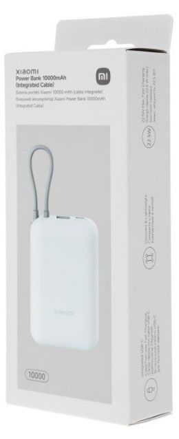 фото Внешний аккумулятор xiaomi power bank 10000mah 67w со встроенным кабелем голубой