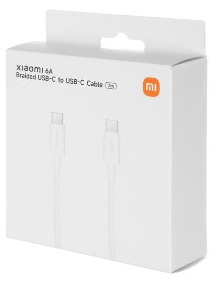фото Кабель xiaomi 6a 120w braided usb-c белый, 2 м
