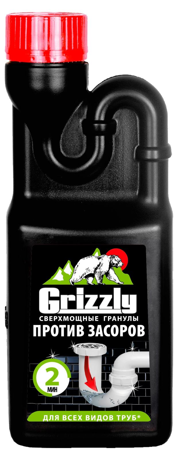 Средство для труб Grizzly против засоров в гранулах, 600 г