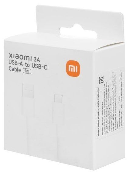 фото Кабель xiaomi 3a usb type-a usb type-c белый, 1 м