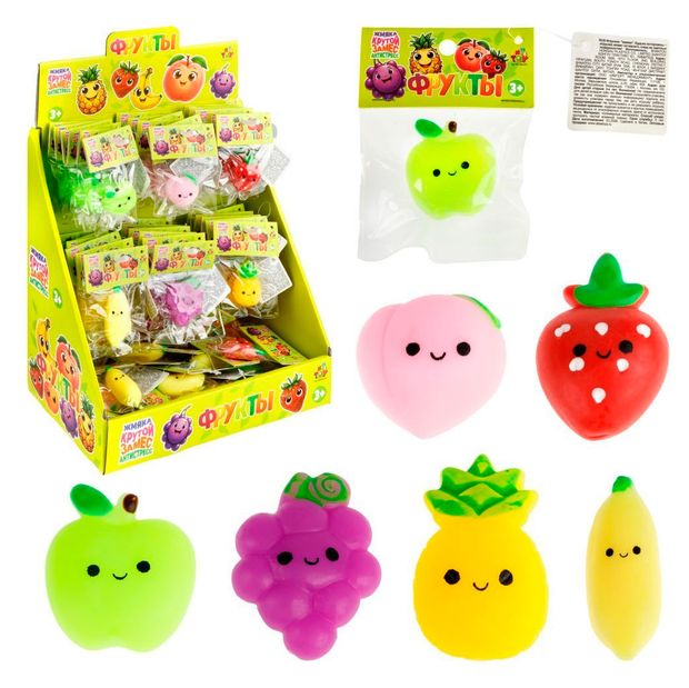 фото Игрушка-антистресс 1toy крутой замес жмяка фрукты, 1 шт в ассортименте