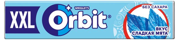 Резинка жевательная Orbit XXL сладкая мята без сахара, 19 г
