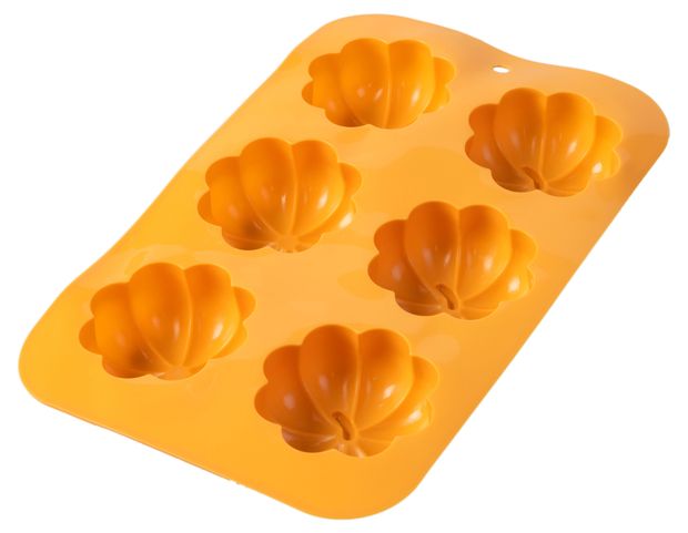 Форма для выпечки Kitchen World тыковки силиконовая 6 ячеек, 17х27х3,5 см