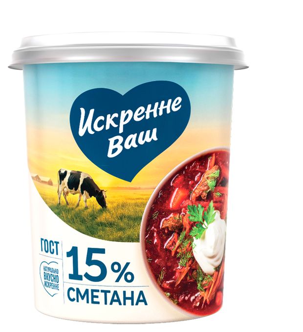 Сметана Искренне Ваш 15%, 300 г