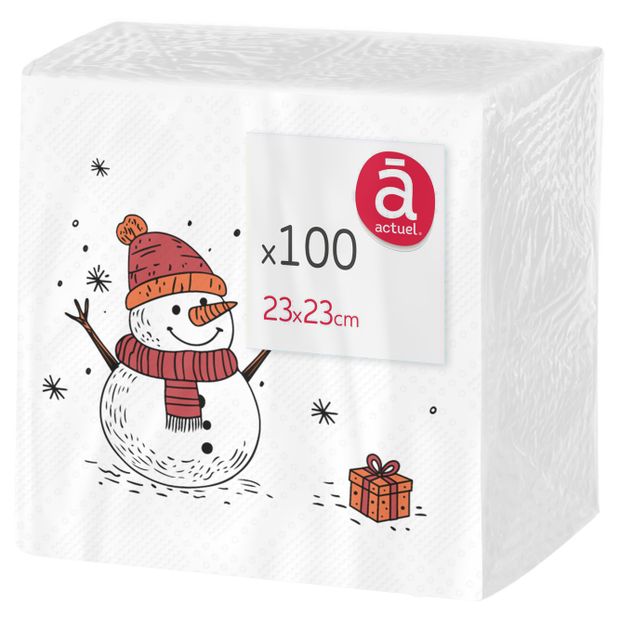 Салфетки бумажные Actuel 1-слойные 23х23 см, 100 шт