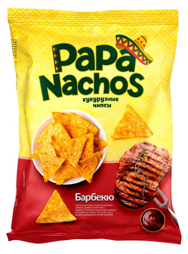 Чипсы кукурузные Papa Nachos со вкусом барбекю, 150 г