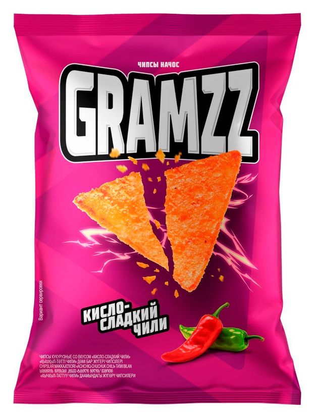 Чипсы кукурузные Gramzz со вкусом кисло-сладкого чили, 55 г