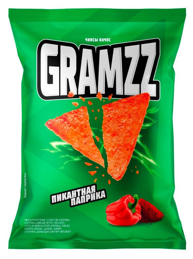 Чипсы кукурузные Gramzz со вкусом пикантной паприки, 55 г