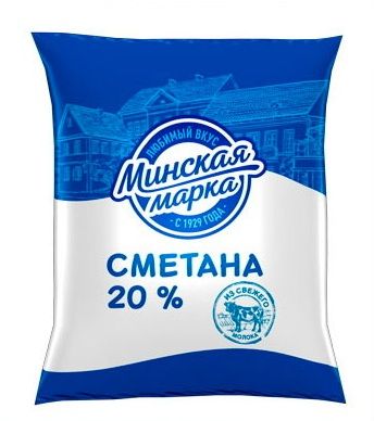 Сметана Минская марка в пакете 20% Беларусь, 400 г