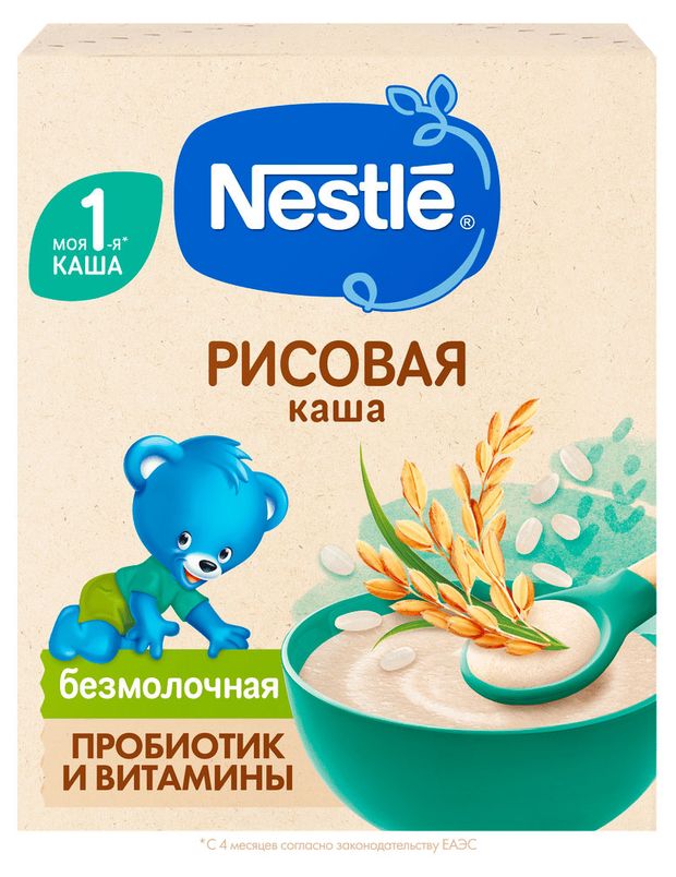Каша безмолочная детская Nestle рисовая с 4 мес., 200 г