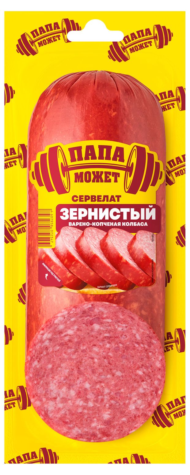Колбаса варено-копченая Папа Может Сервелат зернистый, 350 г